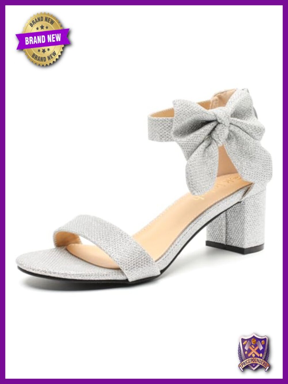 Open Toe Ankle Strap Low Block Chunky Heel Bow Sandals Dress Wedding Prom Shoes